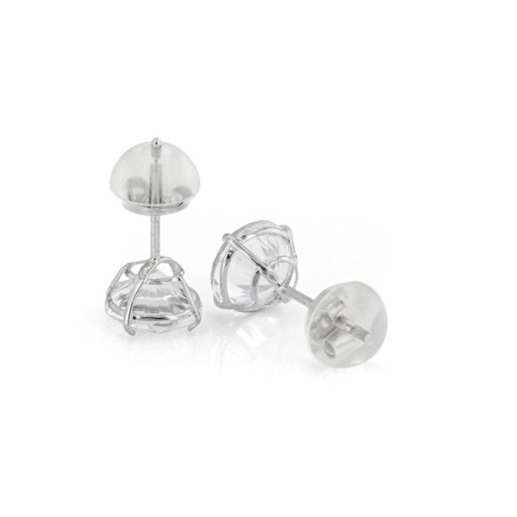 JTV Lab Created White Sapphire Rhodium Over 10k White Gold Stud Earrings 1.90ctw - Picture 3 of 8